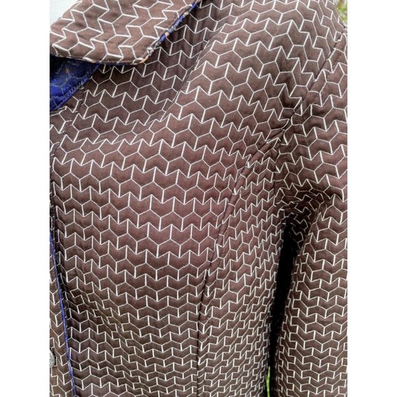 Vintage quilted Reversible Blazer Jacket Abstract blue Brown - Picture 8 of 12